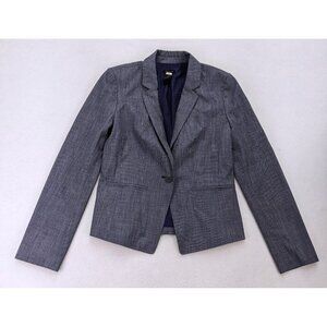 Ann Taylor Factory Women's Blazer Size 4 Blue One-Button Suit Jacket Career